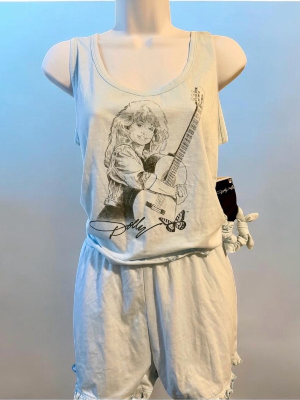 NWT Pajama Set Dolly Parton Coquette Feminine-with hair scrunchie loungewear Lar
